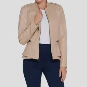 G.I.L.I. faux leather double peplum jacket size 4